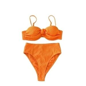 Triangl Theo Bright Orange‎ Knot Bikini Size Small